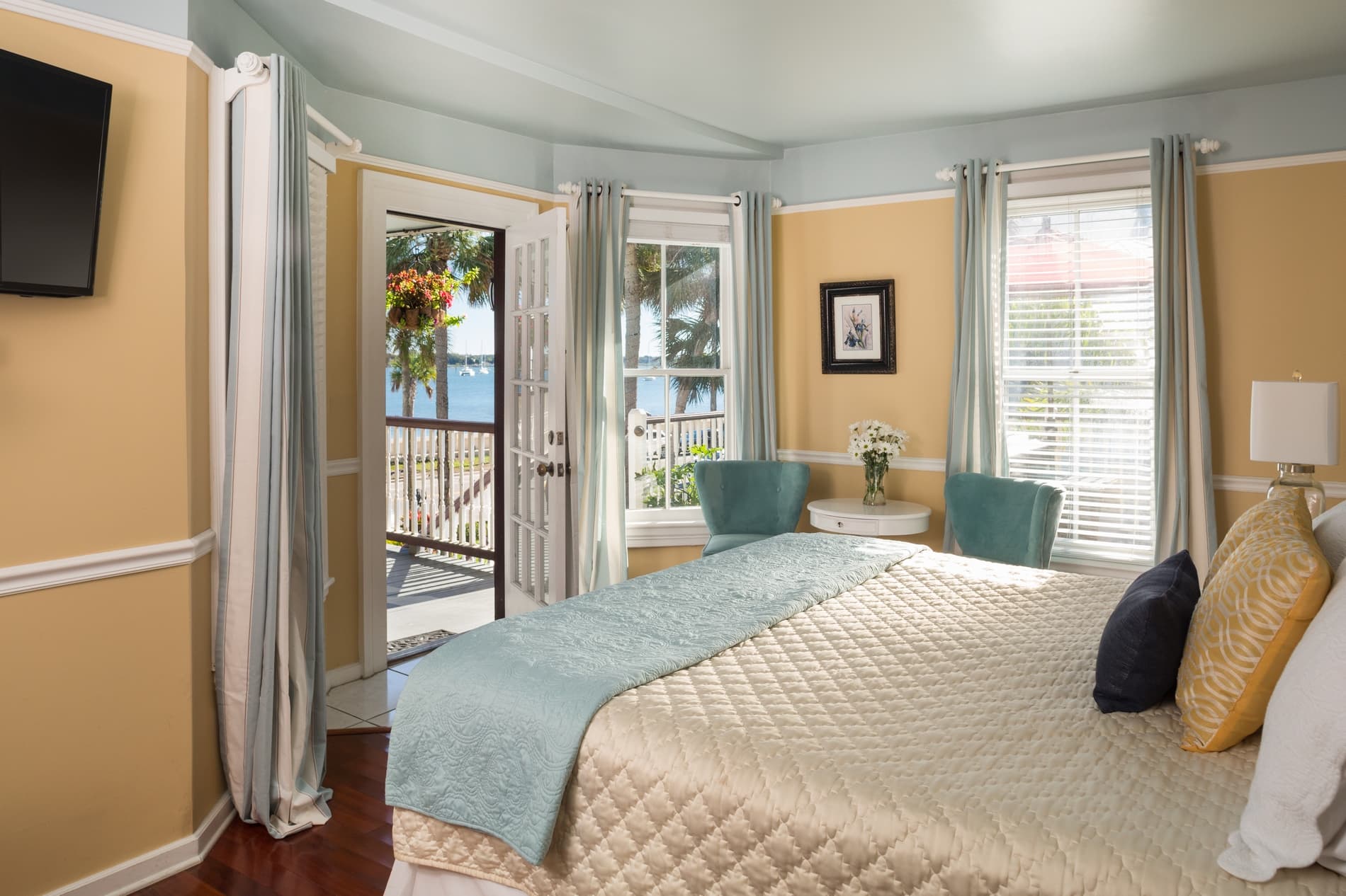 yellow room with water view