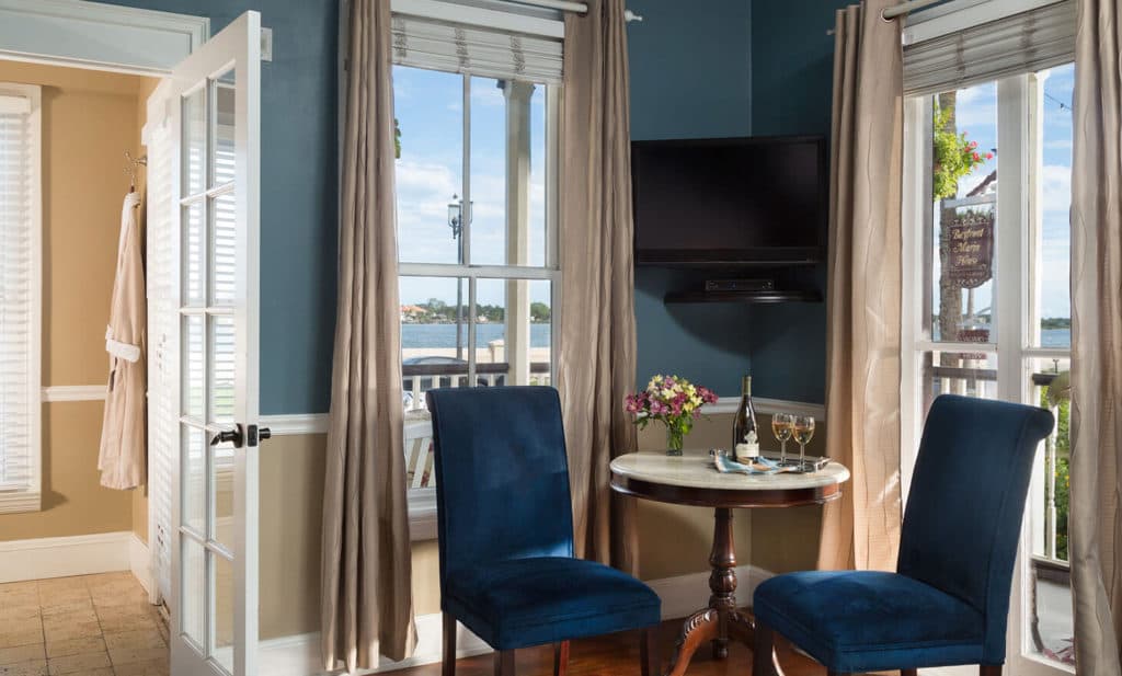 sitting area with water view