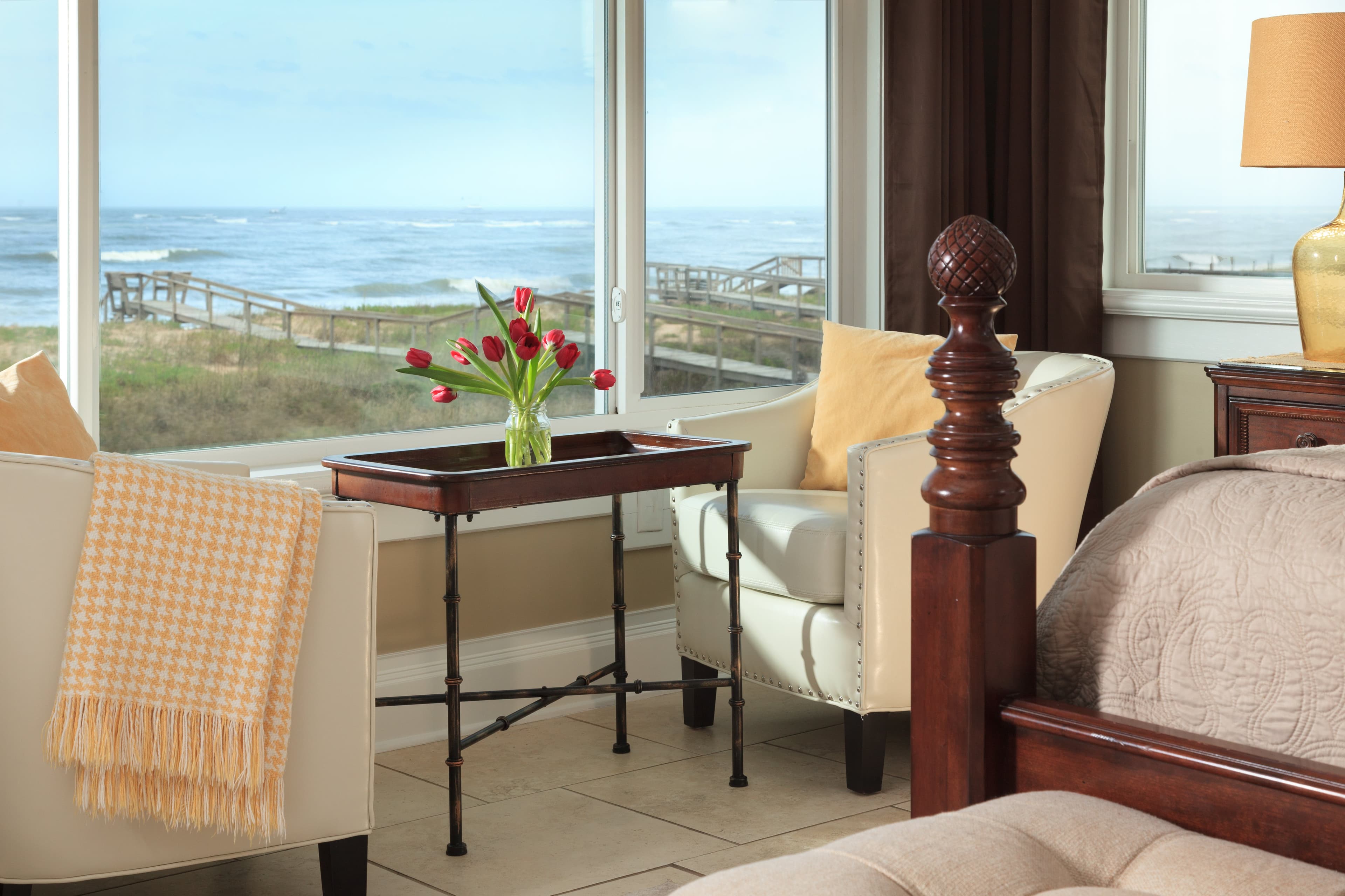 sitting area with water view