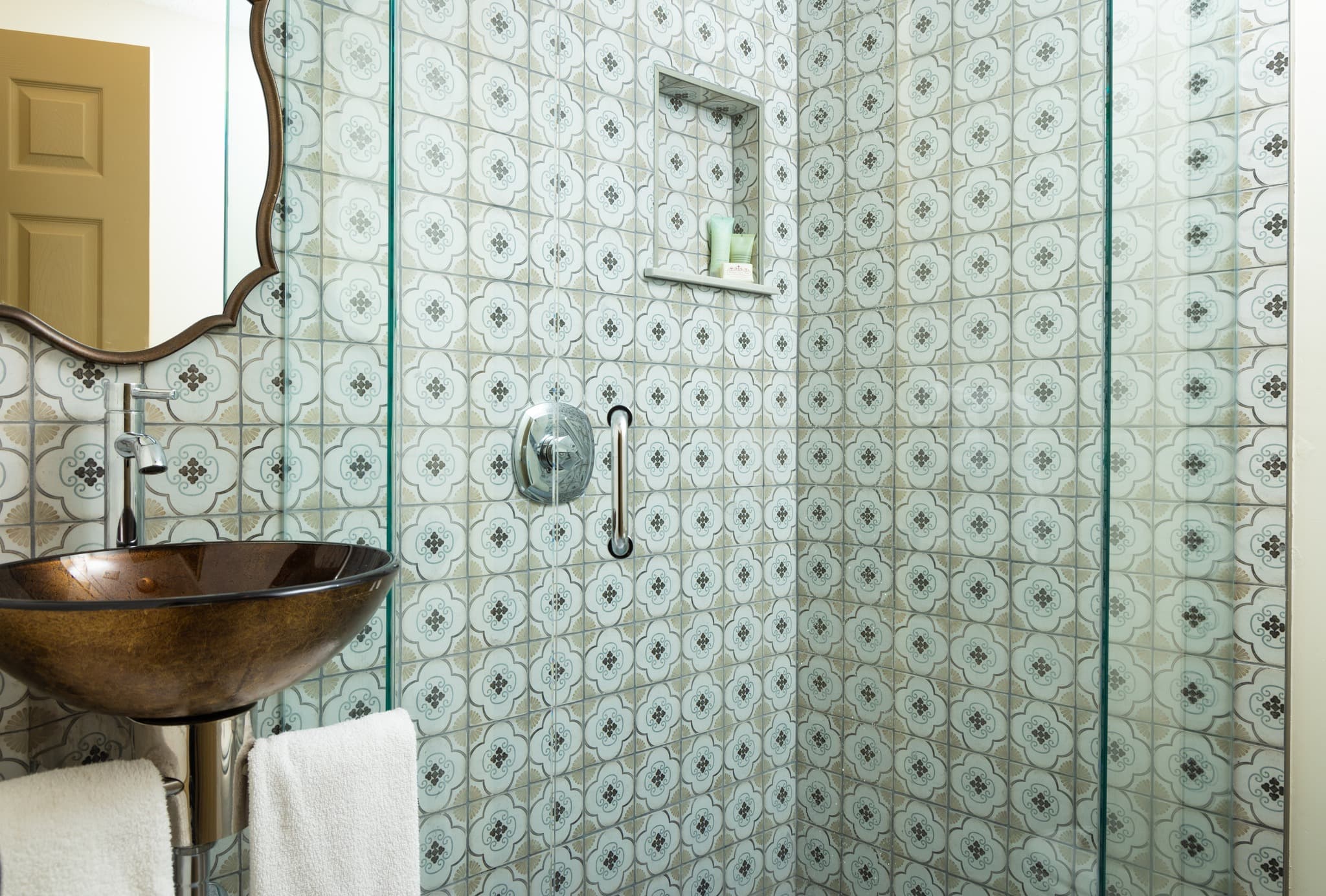 tiled shower
